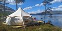 Glamping tent right by the water