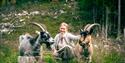 farm operator at Åsbergtunet, Anette, with goats